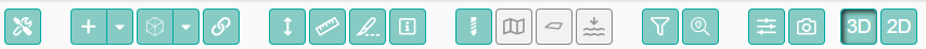 Toolbar of GST Web in the 3d context. 2d tools are disabled.